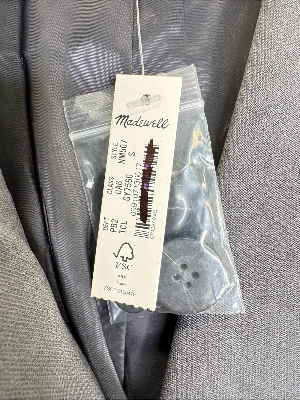 NWT ✨ Madewell Oversized Double-Breasted Crepe Sleeveless Blazer in Gray $198